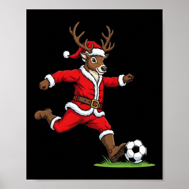 Rolig Ren Fotboll Jul Barn Pojkar Flickor  Poster (Framsidan)