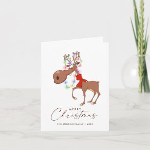 Rolig Ren God Jul Hälsning Helgkort