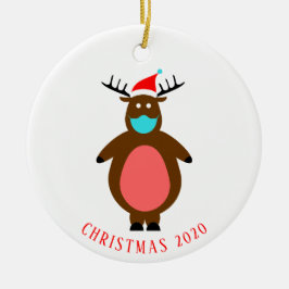 Rolig ren i ansiktsmask Personlig jul Julgransprydnad Keramik