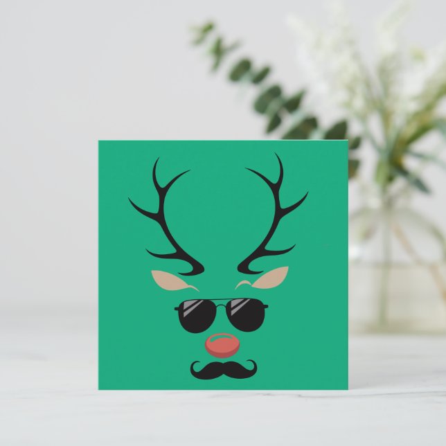 Rolig Ren Jul Vinter Familj Söt Hjort  Julkort (Stående Fram)