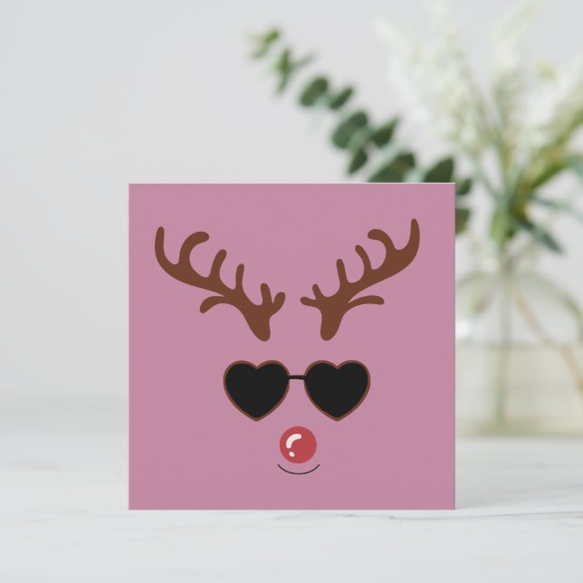 Rolig Ren Jul Vinter Familj Söt Hjort  Julkort (Stående Fram)
