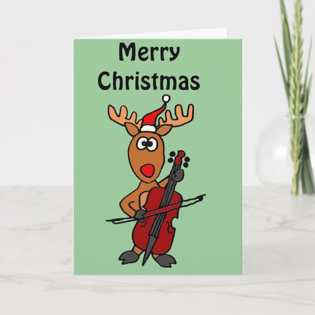 Rolig ren som leker violoncelljul helgkort (Framsida)