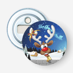 Rolig Ren som tittar Jul Meme Flasköppnare
