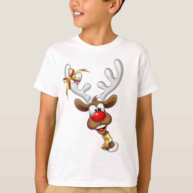 Rolig Ren som tittar Jul Meme T Shirt (Framsida)