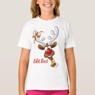 Rolig Ren som tittar Jul Meme T Shirt