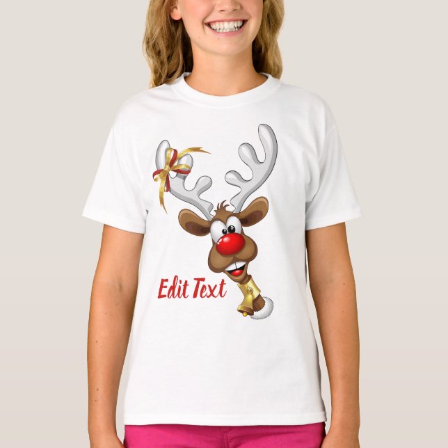 Rolig Ren som tittar Jul Meme T Shirt (Framsida)