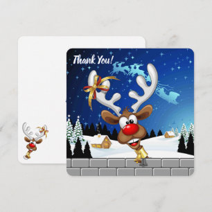 Rolig Ren som tittar Jul Meme Tack Kort