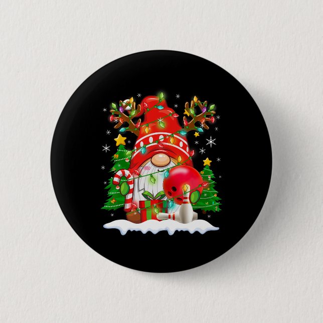 Rolig Ren Tomte Och Bowling Ll Julbelysning Knapp (Framsida)