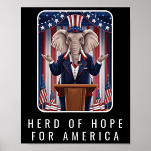 Rolig republikansk elefanthjord av hopp för Amerik Poster