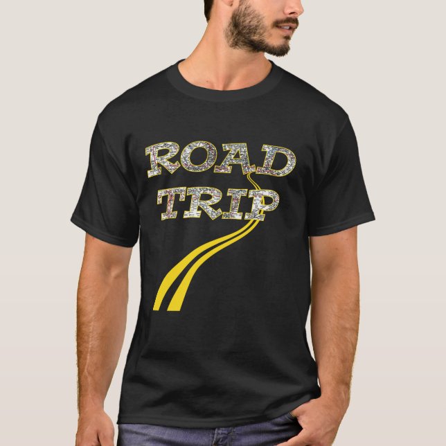 Rolig resa för väg för linjer för gult för tee shirt (Framsida)