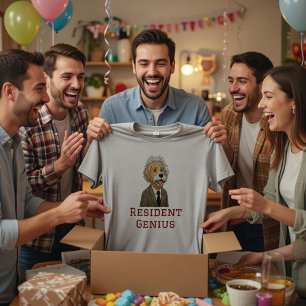 Rolig "Resident Genius" Hund Einstein Parodi T Shirt