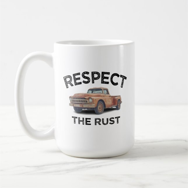 rolig RESPEKTERA ROSTEN Pickup Lastbil Pappaskämt  Kaffemugg (Vänster)