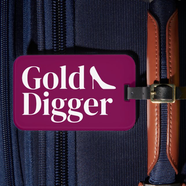 Rolig resväskemärke med stiletto-sko för 'Gold Dig Bagagebricka (Framsida Insitu 4)