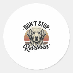 Rolig Retriever Hund Vintage Gravyr Grafisk T-Shir Runt Klistermärke