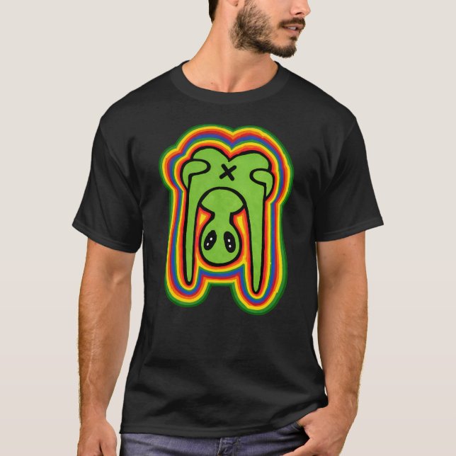 Rolig Retro Aliensfärgad Psykedelisk Regnbåge  T Shirt (Framsida)
