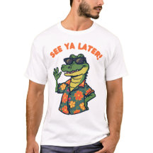 Rolig Retro Alligator Se Ya Senare  T-Shirt