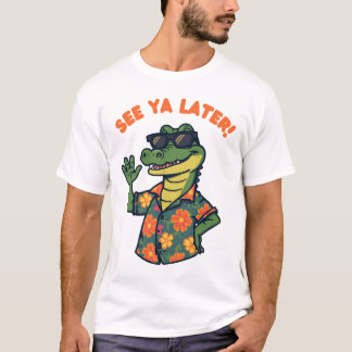 Rolig Retro Alligator Se Ya Senare  T-Shirt