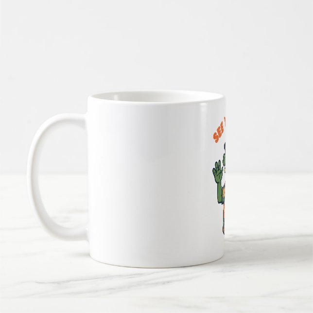 Rolig Retro Alligator Vi Ses Sen Kaffe Mugg (Vänster)
