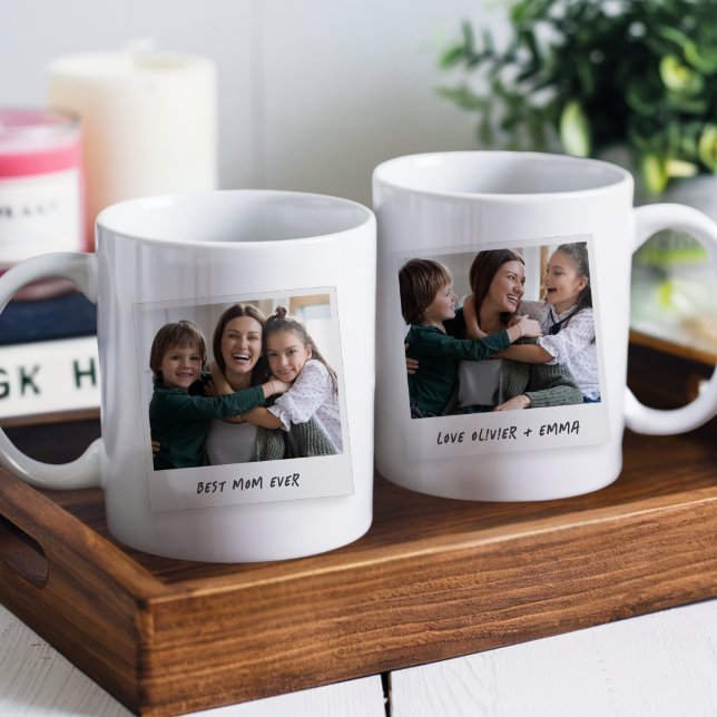 Rolig Retro Bästa Mamma Någonsin Anpassad 2 Foto  Kaffemugg (Skapare uppladdad)