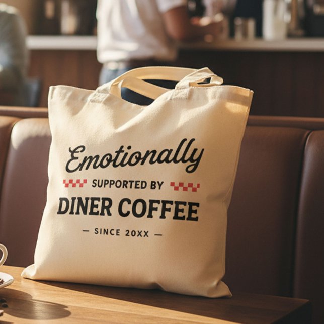 Rolig Retro Diner Kafferestaurang Vintage Stil Nos Tygkasse (Skapare uppladdad)