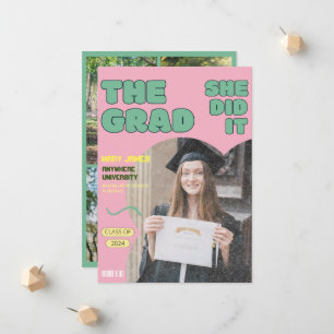 Rolig Retro Examen Foto Magasinets Omslag Meddelande
