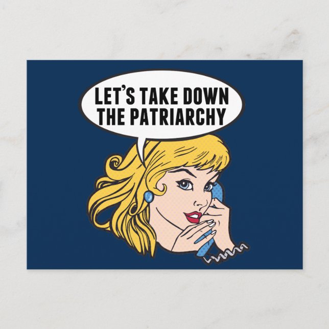 Rolig Retro Feministisk Popkonst Anti Patriarkat Vykort (Framsida)