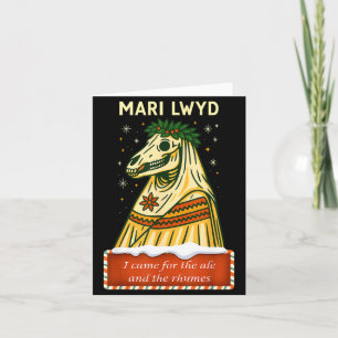 Rolig Retro Folklore Skelett Häst Mari Lwyd Yule Kort
