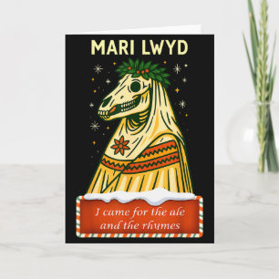 Rolig Retro Folklore Skelett Häst Mari Lwyd Yule Kort