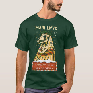 Rolig Retro Folklore Skelett Häst Mari Lwyd Yule T Shirt