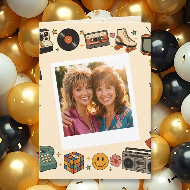 Rolig Retro Fotomall Glad Födelsedag Bästa Vän Kort (Skapare uppladdad)