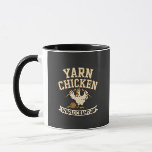 Rolig Retro Garn Kyckling Mästare Kaffemugg