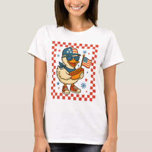 Rolig Retro-Gås 4:e Juli Patriotisk USA-Flagga T Shirt