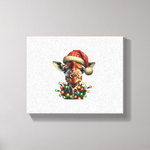 Rolig Retro-Giraff Älskare Tomte Julgran Lig Canvastryck