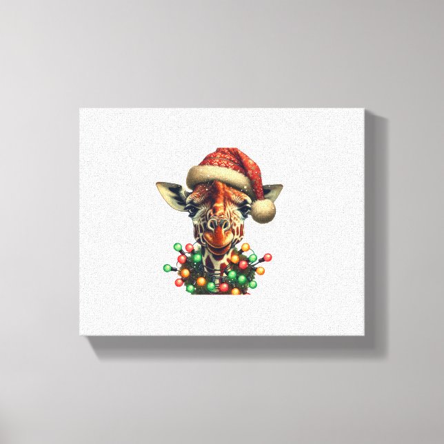 Rolig Retro-Giraff Älskare Tomte Julgran Lig Canvastryck (Framsida)