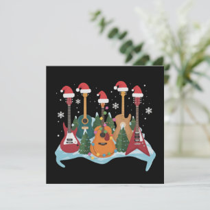 Rolig Retro Gitarr Julgran Jul Xmas Julkort