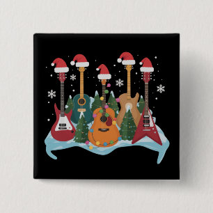 Rolig Retro Gitarr Julgran Jul Xmas Knapp
