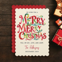 Rolig Retro God Jul Färgglad Akvarell Typo