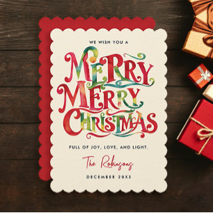 Rolig Retro God Jul Färgglad Akvarell Typo