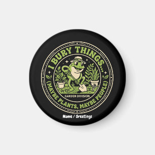 Rolig Retro Groda Märke Jag Begraver Saker Trädgår Magnet