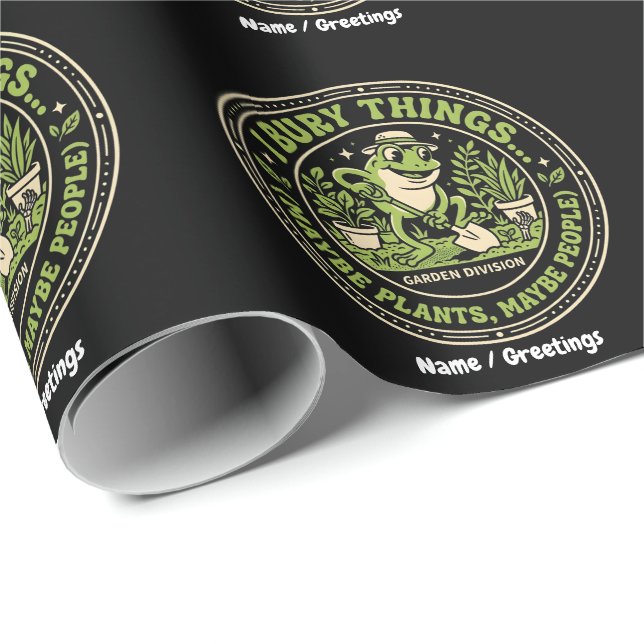 Rolig Retro Groda Märke Jag Begraver Saker Trädgår Presentpapper (Rullad Hörn)
