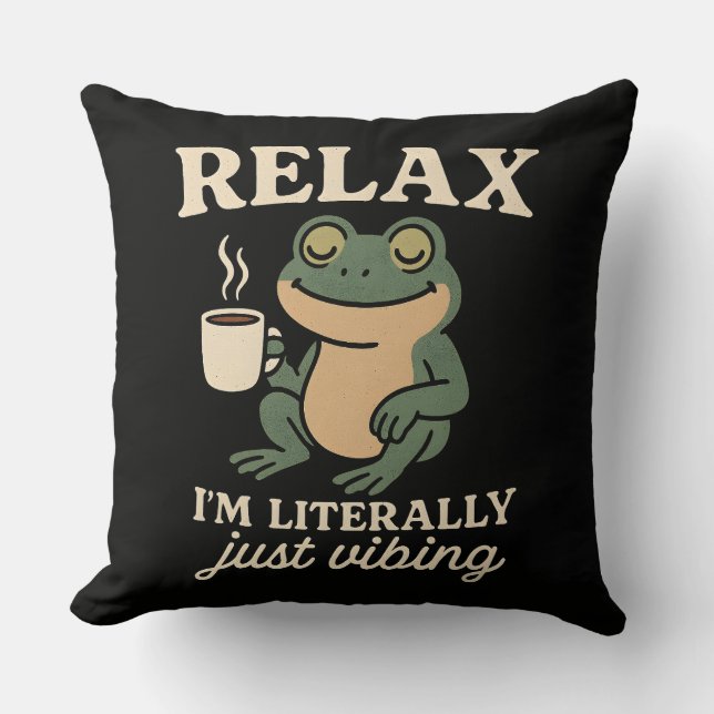 Rolig Retro Groda Vibbar Estetisk Meme T-Shirt Kudde (Framsida)