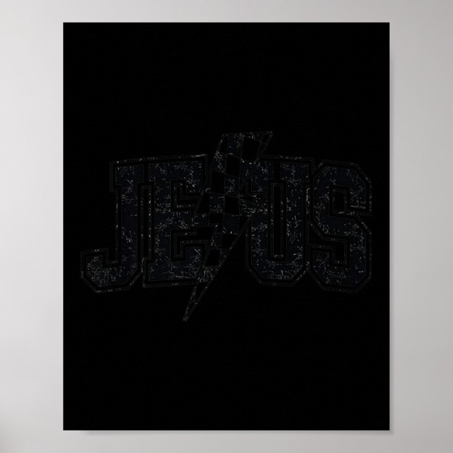 Rolig Retro Groovy Rutig Jesus Blixt  Poster (Framsidan)