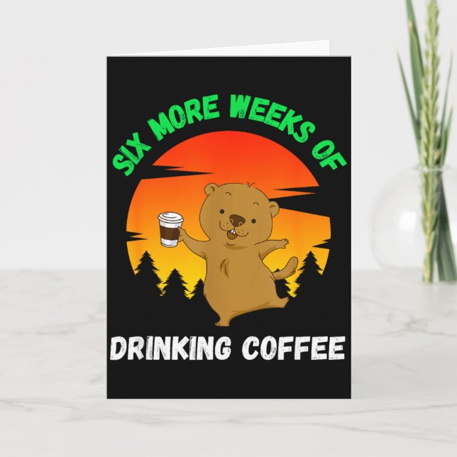 Rolig Retro Groundhog Day 2022 Meme, Kaffe Drickan Kort (Framsida)
