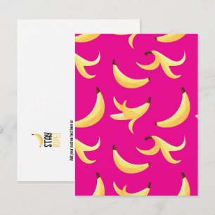 Rolig Retro Gul Banan Mönster Parti Redigerbar Helg Vykort