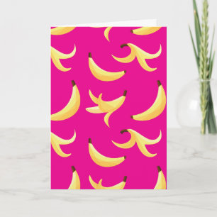 Rolig Retro Gul Banansmönster Party Redigerbar Helgkort