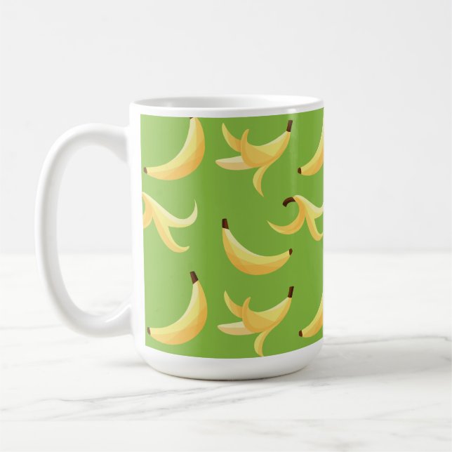 Rolig Retro Gul Banansmönster Party Redigerbar Kaffemugg (Vänster)