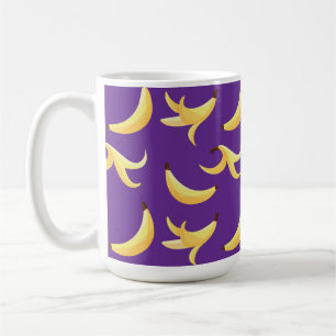 Rolig Retro Gul Banansmönster Party Redigerbar Kaffemugg