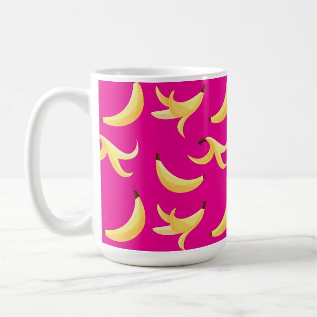 Rolig Retro Gul Banansmönster Party Redigerbar Kaffemugg (Vänster)