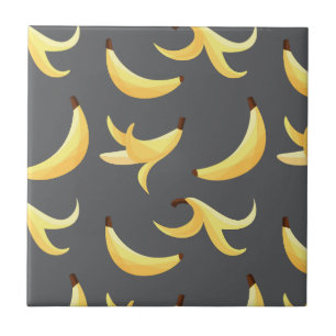Rolig Retro Gul Banansmönster Party Redigerbar Kakelplatta