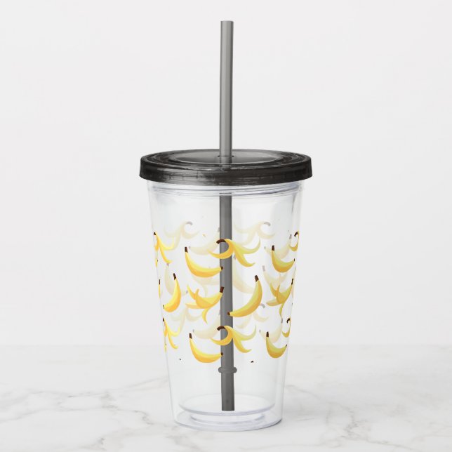 Rolig Retro Gul Banansmönster Party Redigerbar Take Away Mugg (Framsida)